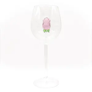Pink Tea Rose Wine Glass | 10 oz