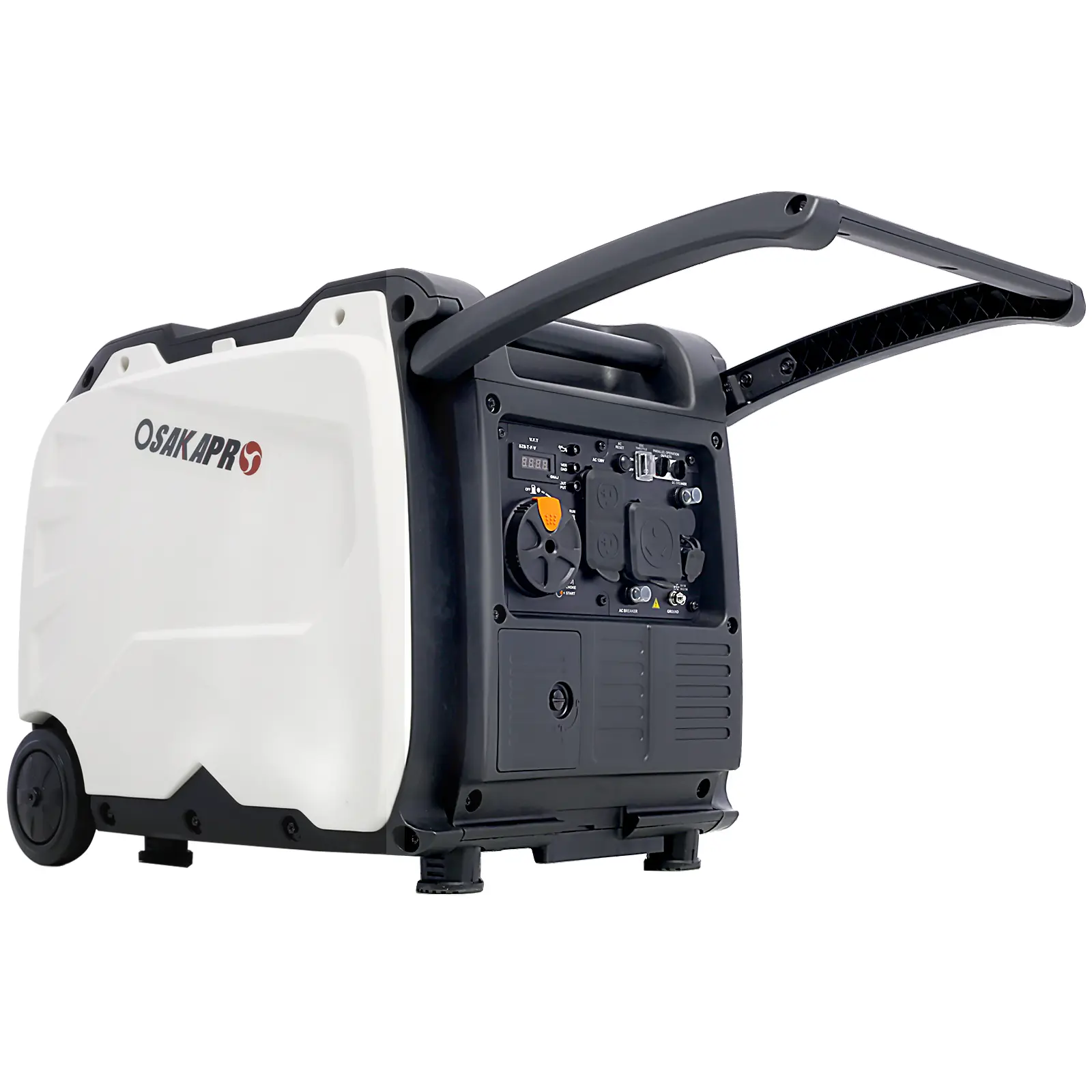 4500W Peak Portable Inverter Generator - 3400W Running, 212cc 4-Stroke EPA-Compliant Engine, Electric Start, Foldable Handle, Wheels, 8.3L Tank, Eco Mode, Pure Sine Output, 1 DC Socket, 2 USB Sockets, 17H at 25% Load