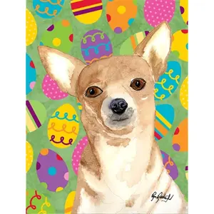 212 MAIN Full-Size Easter House Flag - Carolines Treasures Eggravaganza Chihuahua Design, Festive Home & Party Supplies Banner