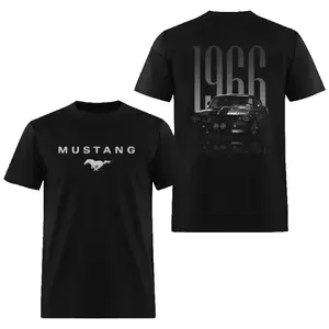 Vintage 1966 Mustang Black Car Tee, Ford Car Fan, Men Top, Basic Streetwear For Men and Women