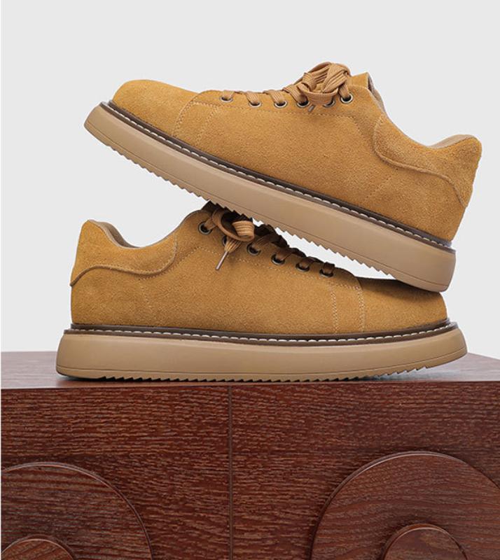 Vintage Workwear Icon: Camel Suede Platform Casual Shoes
