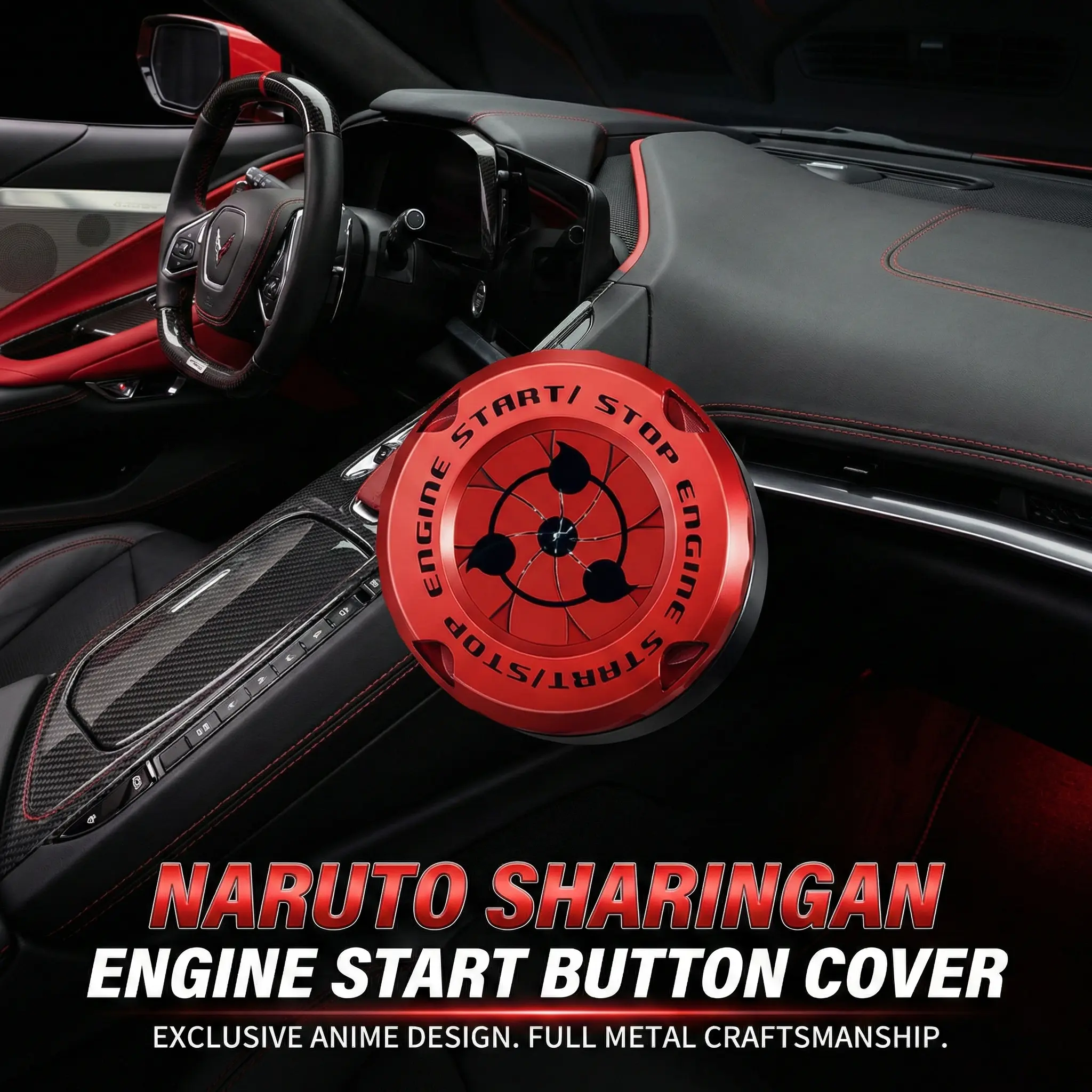 Car Engine Start Button Protective Cover Motorcycle Key Cover Anime Naruto Style Decorative Novelty Gift, Car Interior, Versatile