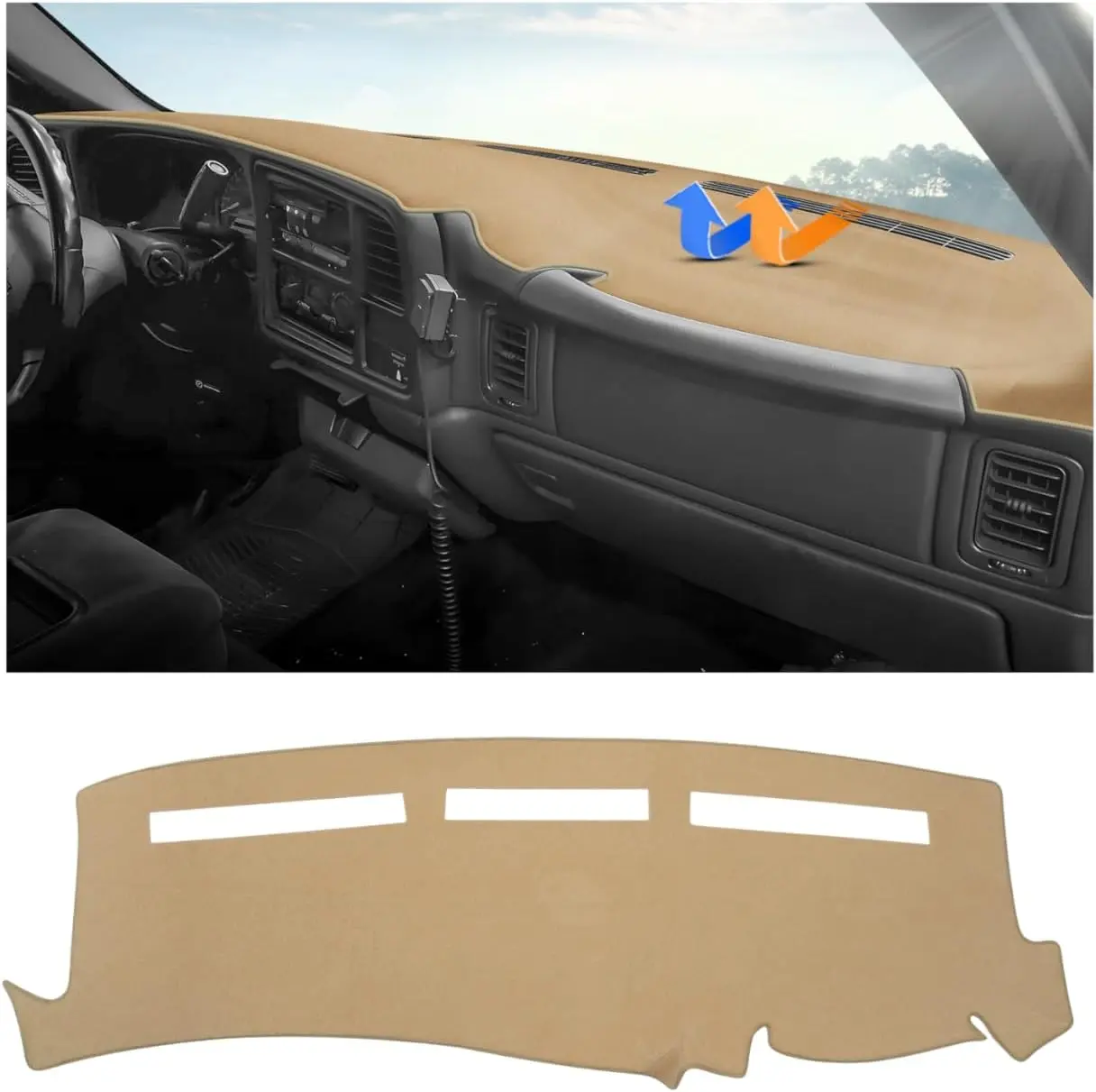 Motorbymotor Beige Dashboard Cover Mat for Chevy Chevrolet Silverado/GMC Sierra 1999-2006, GMC Yukon XL/Suburban Tahoe Avalanche 2000-2006 Accessories Upgrade Polyester Dash Mat Sunshade Glare Protector, Vehicle Accessories, Gmc Accessories