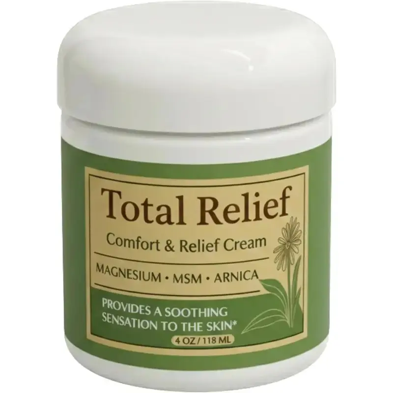 Total Relief Magnesium Cream for Comfort – Fast-Absorbing MSM & Arnica Cream for Healthy, Comfortable Nerves and Daily Comfort – 4 Fl Oz (Pack of 1)