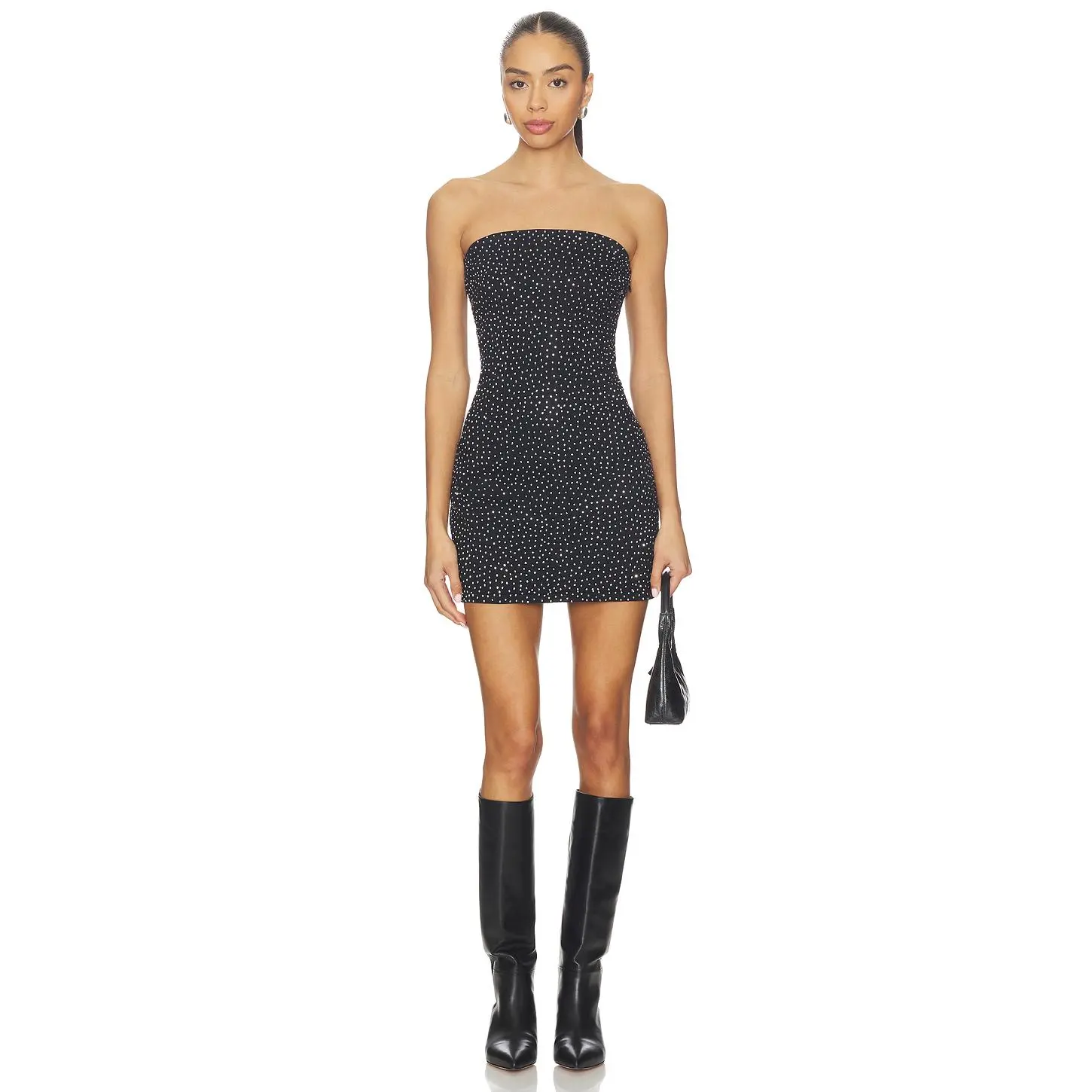 Good American Crystal Strapless Mini Dress in Black411