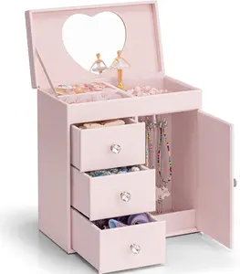 Musical  Box for Girls, Large  Music Box with Ballerina for Birthday Bedroom Decor, 4 Layer Girl  Gifts for Girls  - Light Pink