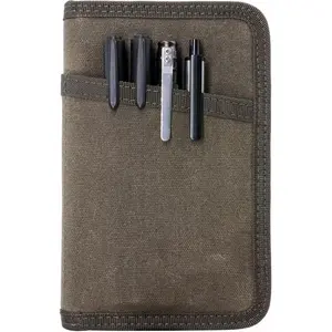 Journal Cover for Field Notes Notebooks Moleskine Cahier 3.5 x 5.5 with zipper pen holder, Water Resistant Pocket Notebook Cover for Journal Notebook planner, Classy Waxed Canvas, Olive