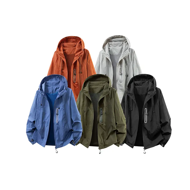 Men's Lightweight Hooded Windbreaker – Quick-Dry Zip-Up Sportswear (with Secure Pocket), Water-Resistant Hiking Wind Jacket, Breathable Casual Lightweight Everyday Jacket (Unisex)