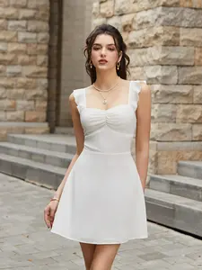 Criss-Cross Backless Ruched Cami A-Line Dress, Daily Fashion Date Party Gentle Dress