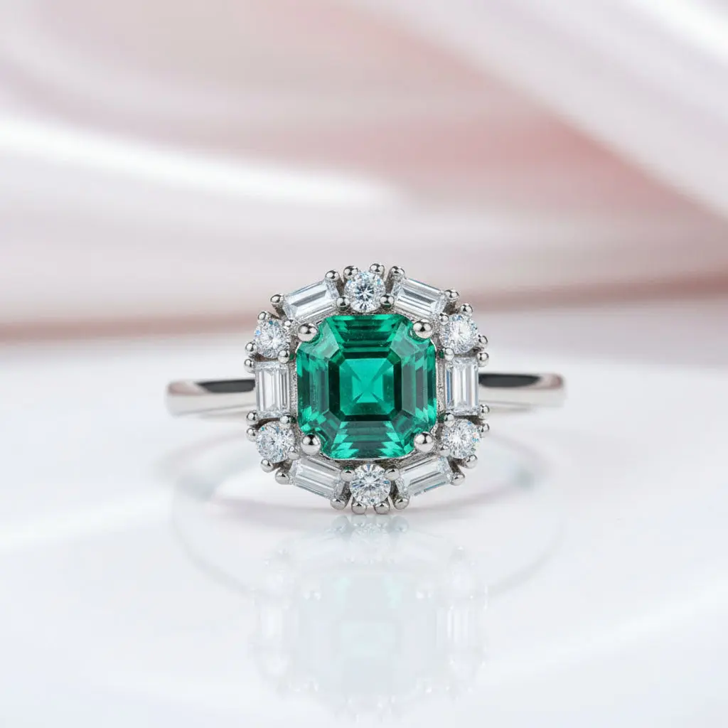 Asscher Cut Emerald Green Diamond Option Engagement Ring Asscher Cut Emerald Green Diamond Option Engagement Ring