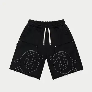 GODSPEED CARPENTER DISTRESSED SHORTS BLACK