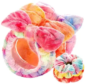 LEOBRO Spa Headband, 6pcs Makeup Headbands and Hair Scrunchies, Bow Skin Care Headband for Washing Face for Women Teen Girls, Hair Bands, Easter Basket Stuffers Valentines Galentines Day Gifts