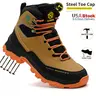 Men's Steel Toe Industrial Work Boots - Nonslip Fabric Lace-Up Nonslip Work Shoes for Worker, Warehouse, Construction, with Puncture Protection, Anti-Smash, Waterproof, Lightweight Minimalist EVA Design
