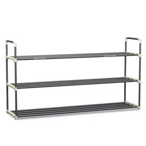 Gray Plastic Shoe Rack 21.2 H 18-Pair 3-Tier Design for Versatile Storage