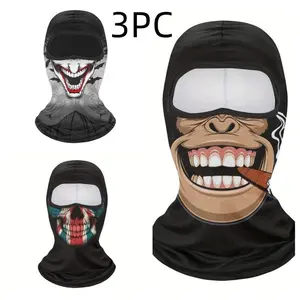 3-Pack Full Face Balaclava Masks - Breathable, Windproof, UV Protection, Moisture Wicking, Full Face Coverage for Cycling, Hiking and Outdoor Activities - Perfect for Halloween, Day of the Dead and Cosplay
