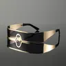 Men's Cyberpunk Metal Frame Decorative Lens Glasses, Trending Glasses, Chic Y2K Style Wide Arms Eyeglasses for All Seasons, Futuristic Fashion Statement Eyewear