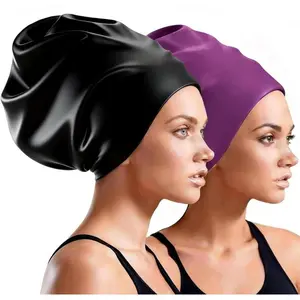 Extra Large Swim Cap for Braids and Dreadlocks Women Men, Waterproof Silicone Pool Swimming Cap for Adult with Long Thick Curly Weaves Afro Hair Extensions Keep Hair Dry