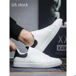 White for men’s casual, simple, slip-resistant, stylish sneakers—sports and students