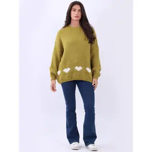 Hearts Knitted Baggy Woolen Jumper