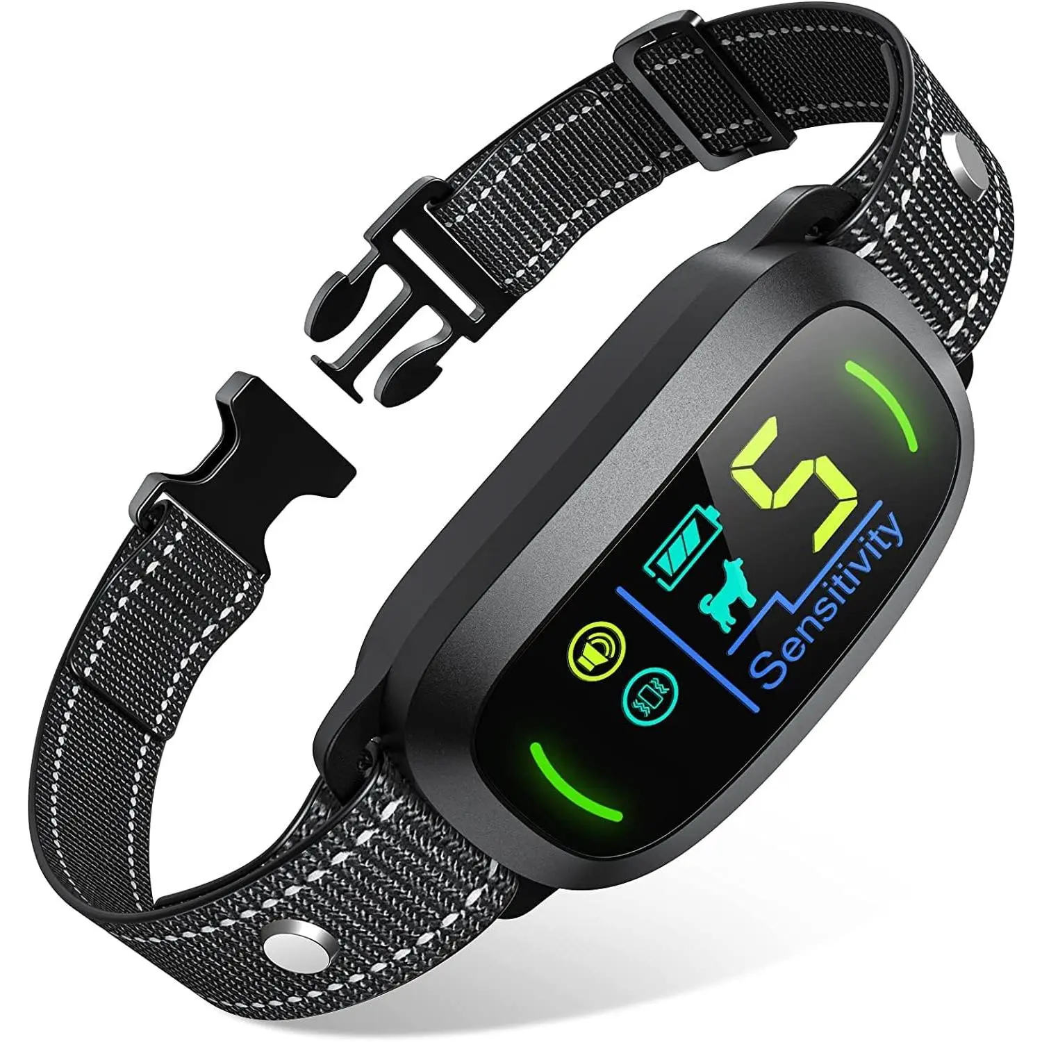 Dog Bark Collar for Large Medium Small Dogs, Rechargeable Smart Bark Collar, Anti Barking Training Collar with 5 Adjustable Sensitivity Beep Vibration (Black)