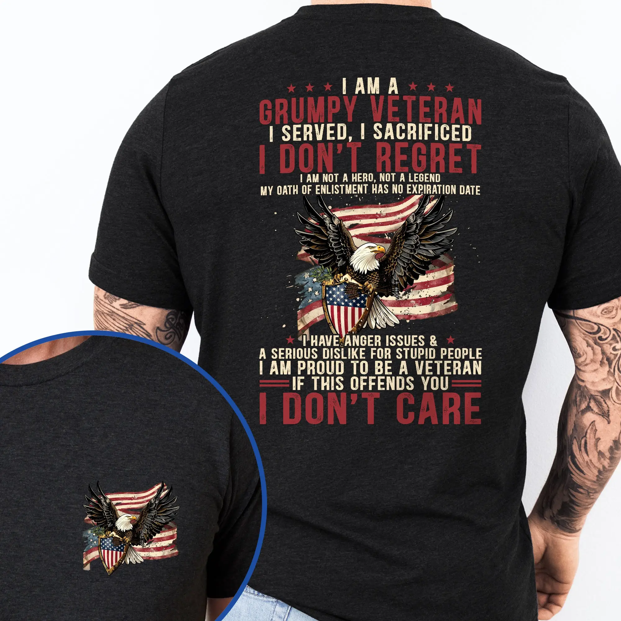 Patriotic American Veteran T-Shirt TPT1897TS - Men's Basic Letter Print Crew Neck Tee, Short Sleeve T-shirt, Summer Clothes, Birthday Gifts For Men Me