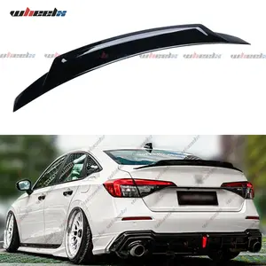 For 2022 - 2025 Honda Civic 5-Door Hatchback: YOFER V3 Glossy Black Carbon Fiber Ducktail Trunk Spoiler