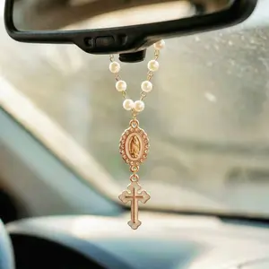 Cross Pendant for Car Rearview Mirror, Metal Cross Auto Charm, Decorative Hanging Ornament for Cars, Trucks, Home Decoration, Car Accessory, Car Interior Decoration, Car Decorations