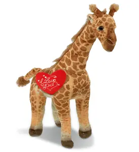 DOLLIBU Cuddly Stuffed Animal - 15" Polyester Giraffe Toy, Wild Plush Toy with Personalized Red Heart "I Love You" Message