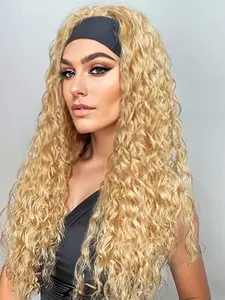Long Water Wave Headband Synthetic Wig, Curly Heat Resistant Wig for Women, Daily Use, All Seasons, Long Wigs, Headband Design