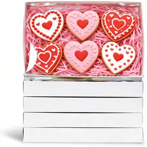 10 Pack 9.5 x 6 x 1.25 Inch Cookies Boxes with Full Clear Window Bakery Boxes  Covered Ores Box  Macaron Box for Birthday Wedding Party