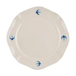 GLAZE STORY Embossed Swallow Deep Plate - 19.81cm Ceramic Dinnerware, Serving Platter for Western Cuisine & Home Dining