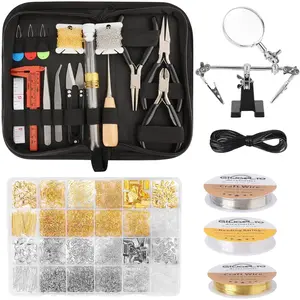Giwaelro Jewelry Making Kit for Adults, Jewelry Making Supplies with Pliers, Wires, Findings, Necklace Chains, Magnifier and Storage Bag