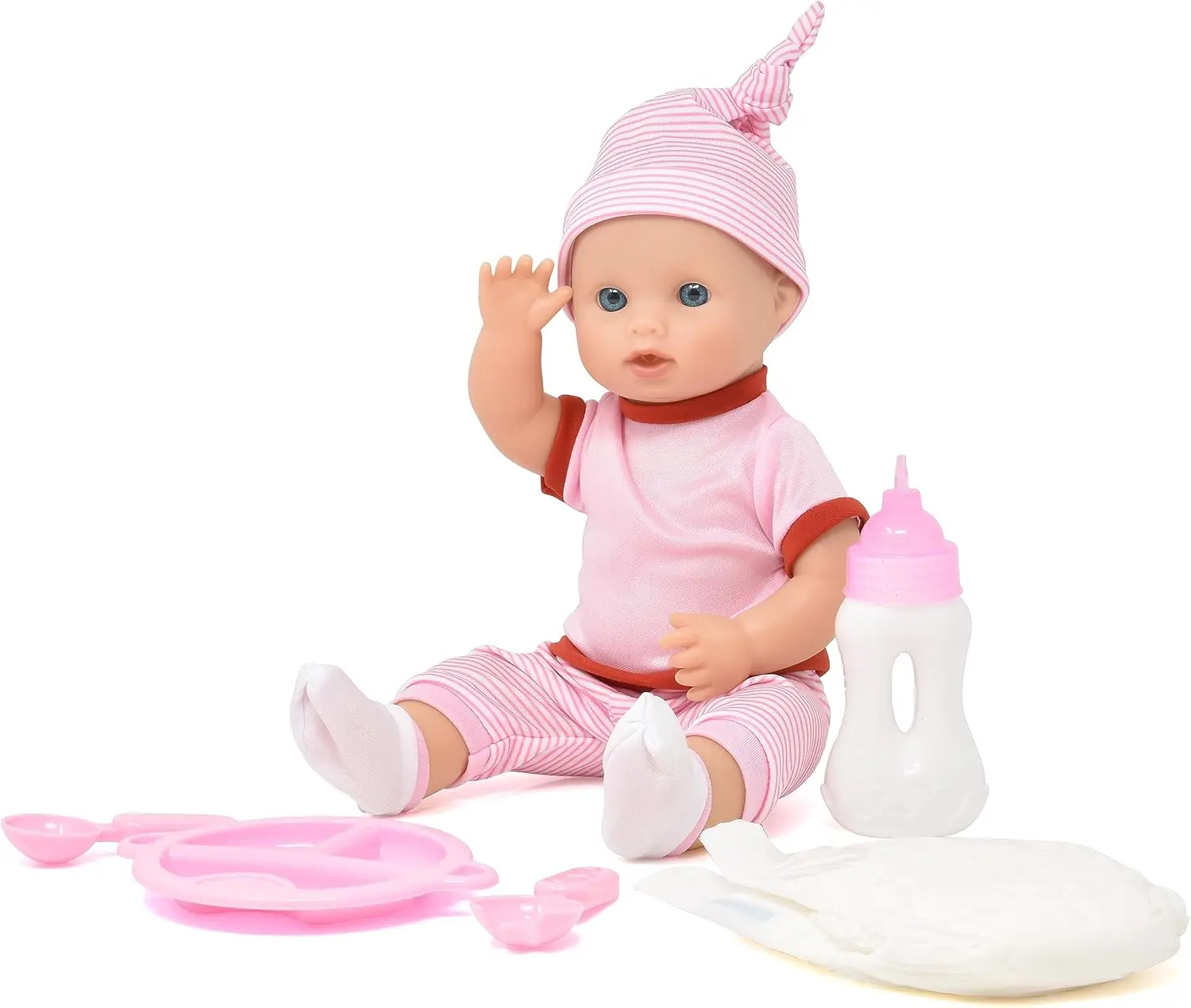 Realistic 12-Inch Newborn Baby Doll with Interchangeable Pink & Blue Clothes – Feeding and Caring Doll Set with Bottle, Diaper & Accessories for Girls & Boys Ages 3–6