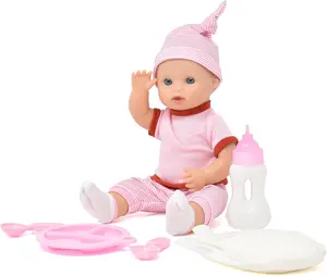 Realistic 12-Inch Newborn Baby Doll with Interchangeable Pink & Blue Clothes – Feeding and Caring Doll Set with Bottle, Diaper & Accessories for Girls & Boys Ages 3–6