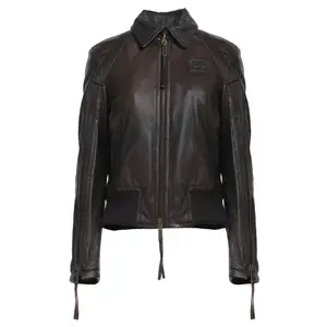 Women's Squared Bomber Leather Jacket