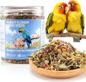 Cockatiel & Conure Birds Foods Treats Seed Supplement for Love Birds Quaker Parrot Parakeets Digestive Health & Feather Support with Chia Flax Seeds Calendula Natural Comida para Pajaritos