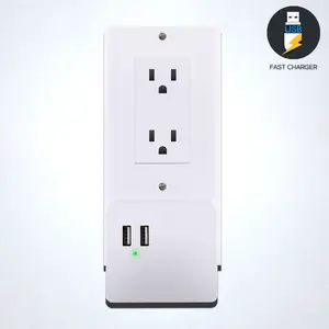 USB Wall Outlet Cover Plate, Fast Charge, Fireproof Plastic, White