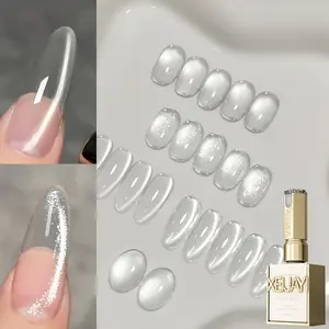 XEIJAYI Photo Frame Bottle — Water Bubbles + Ice Crystals — Ultra-Bright Cat Eye Gel Nail Polish, 2-Color Set; Water Bubbles paired with Ice Crystals Magnetic Gel; Shiny Glossy and Durable; Salon-Quality Gel Nail Polish; Women’s Nail Art Tools; Dazzling C