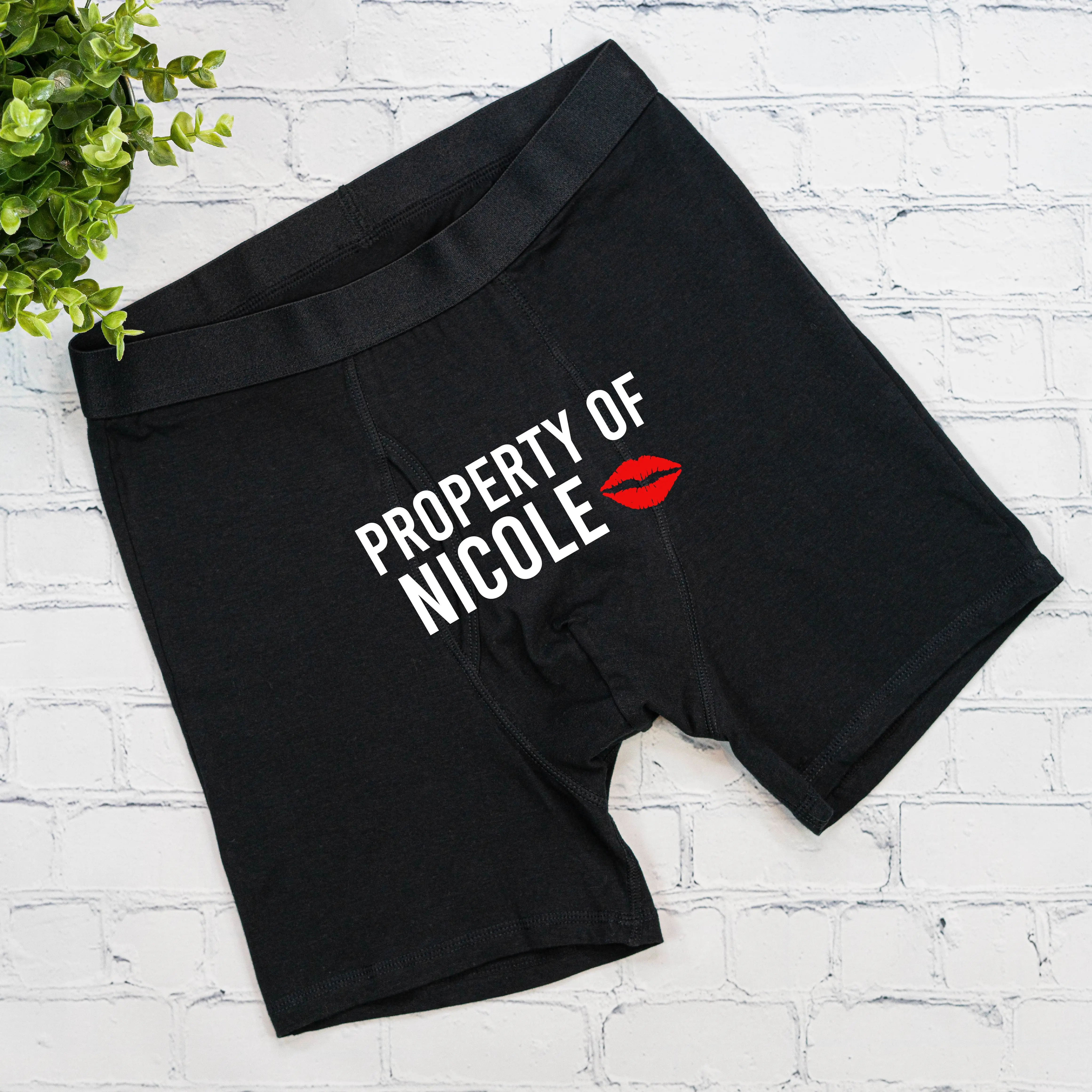 Red Lip Men Underwear, Property Of Custom Name, Personalized Boyfriend Boxers, Valentine Gift For Husband, Your Wife Name Boxer, Anniversary Present For Husband, Gift For Him.