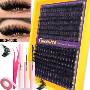 Wispy False Eyelashes in a Large Capacity with a Super Dense Fluffy Eyelashes Cluster Mixed Set, Mixed Length, Allowing for Combinations According to Preference. dramatic/glam/volume, Featuring D Curl Types Gifts for women