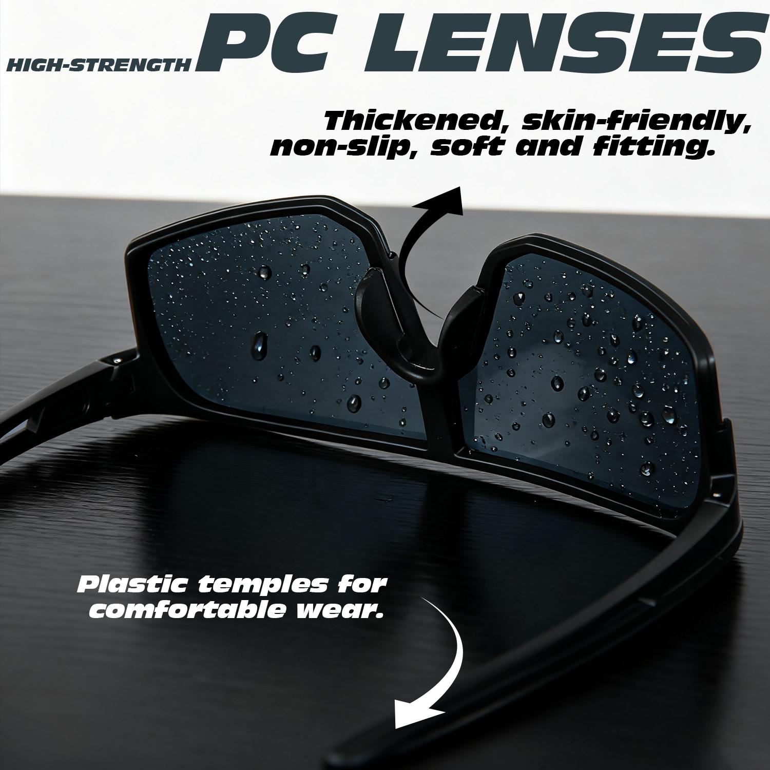 Black Frame Grey Lens Cycling Sunglasses, UV400 Protection PC Sports Glasses for Men Women