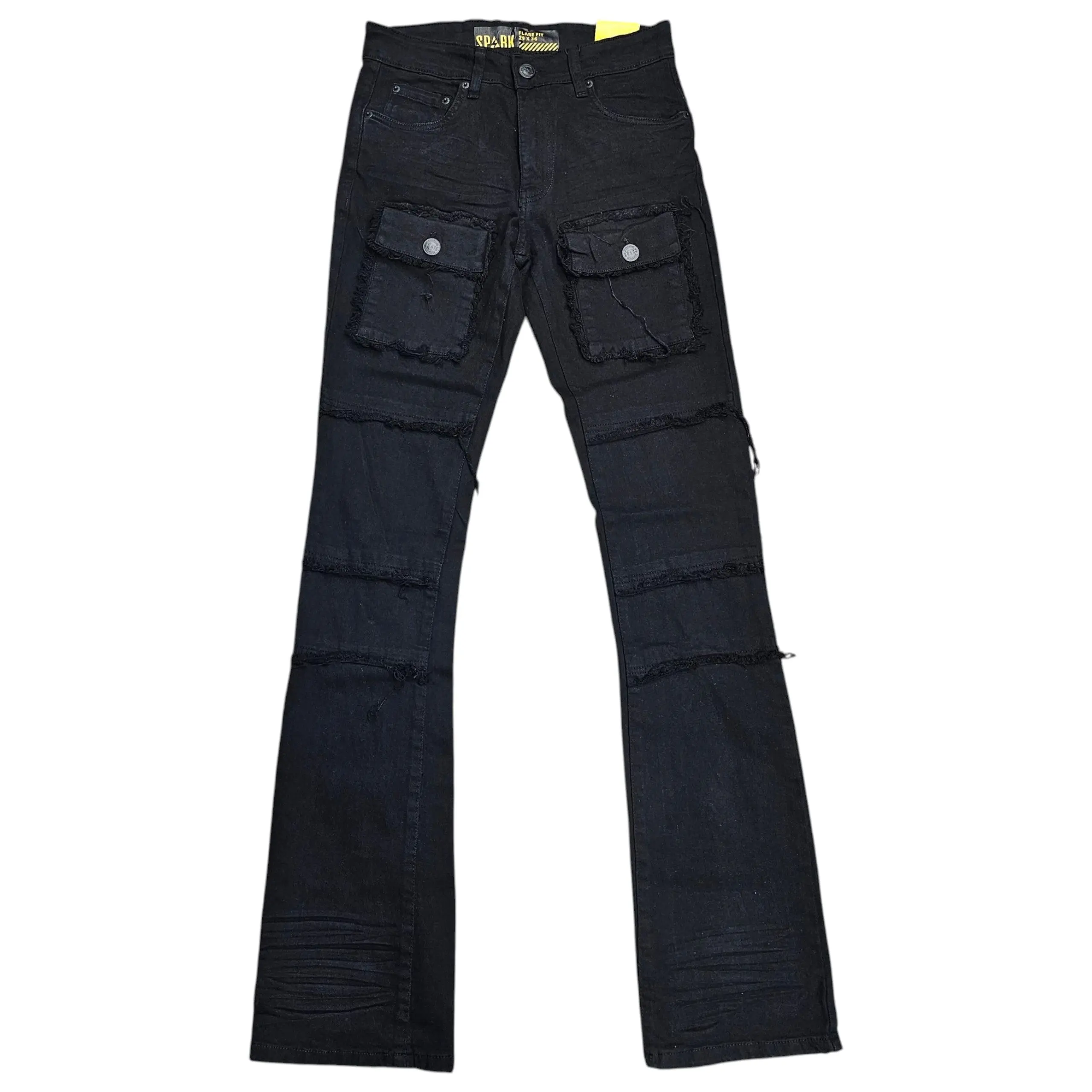 SPARK MEN'S STCKED JEANS MULTI POCKETS S3020P BLACK