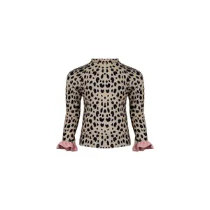 ruffle rashguard (leopard/ribbed blush)