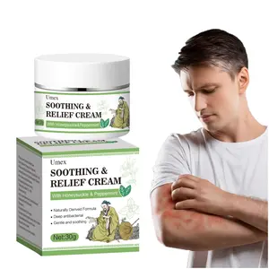 Umex Soothing & Relief Cream with Honeysuckle & Peppermint 30g 100% Natural Plant Extracts Gentle for All Ages Fast Acting Relief for Itching Hydrates Dry Sensitive Skin Therapeutic Treatment for Eczema Psoriasis - Wellness