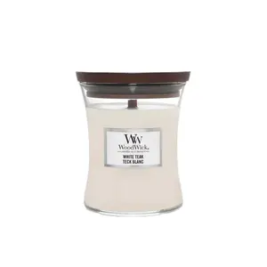 WoodWick Medium Hourglass Candle, White Teak