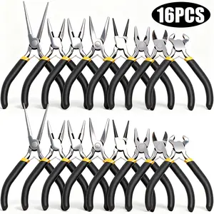 16/8/7/5pcs Professional Multifunctional Pliers Tool Set, Designed Ergonomically, Including Mini Bending Pliers, Pointed Nose Pliers, Combination Pliers, Ball Head Pliers, Wire Stripping Pliers, The Best Gift For Valentine'S Day