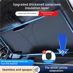 Advanced Titanium Silver Foldable  Sunshade - Reflective Thermal Protection Belt Storage Bag, Suitable for Compact , Mini SUVs, and Hatchbacks for Sunscreen and Sunshade,  windshield Insulation car front window sunshade