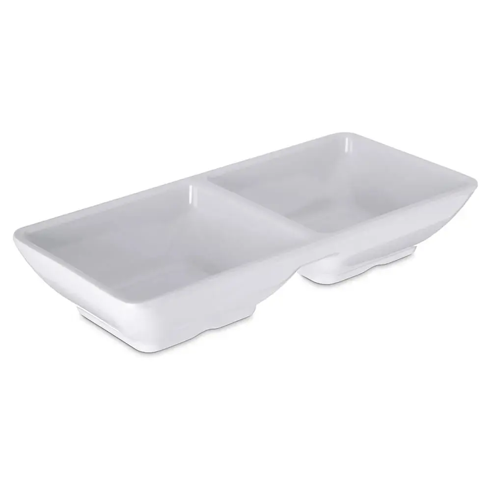 Olive Oil Dipping Dish – Two-Section White Melamine