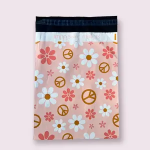 Impressive Mailers Daisy & Peace Sign Poly Mailers 10x13 - 100 Pack - Self-Seal Adhesive - For Shipping