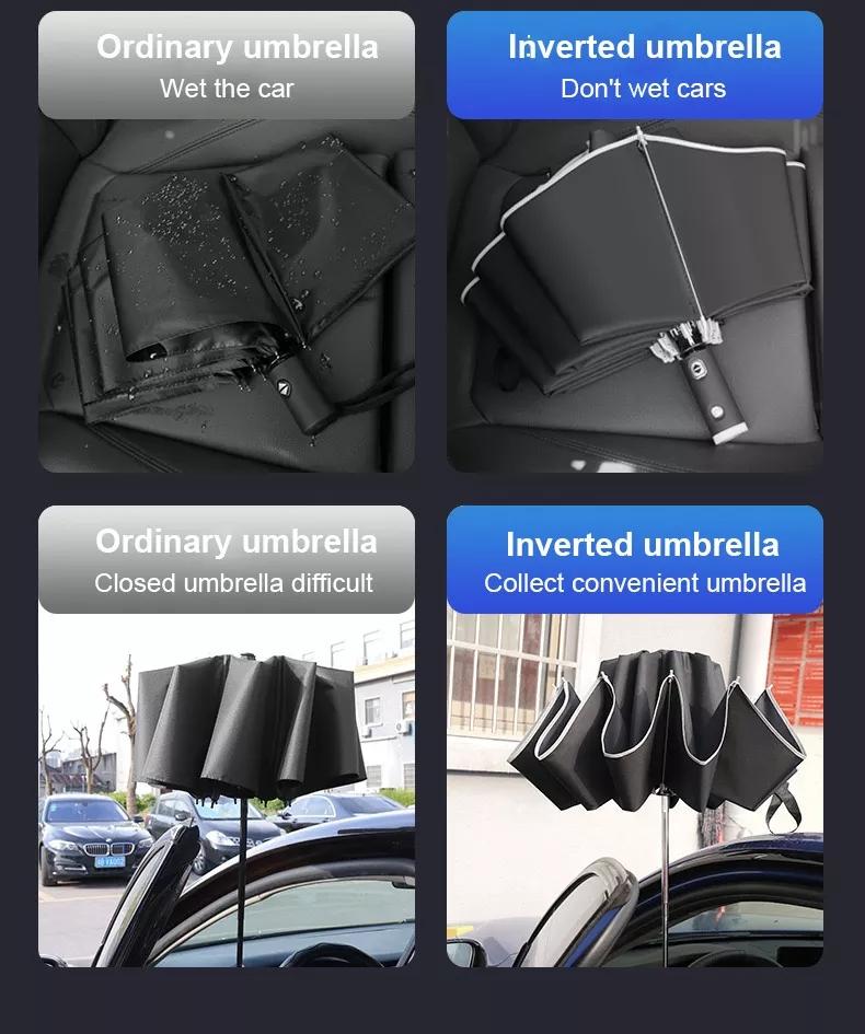 LED Umbrella Male Fully Automatic Reverse Umbrella Female Dual Purpose Folding Automatic Umbrella Large Size